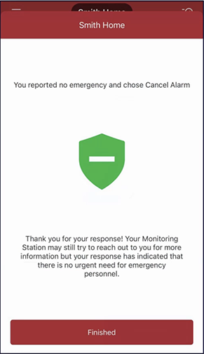 Vector Security App Cancel  Alarm Confirmation
