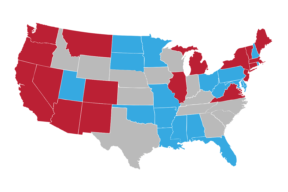 Map of USA Containing Legal States