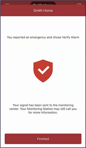 Vector Security App Verify Alarm Confirmation